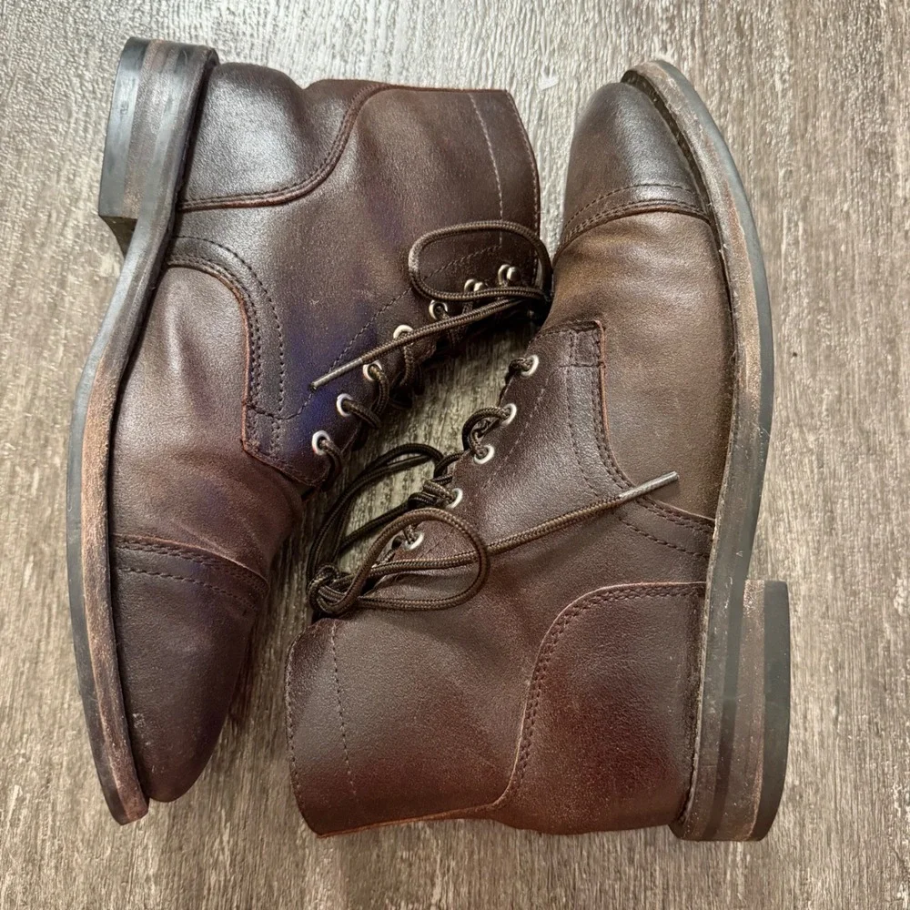 Thursday Boot Co Captain Boot Men Size 8 Dark Brown Leather Lace Up Cap Toe